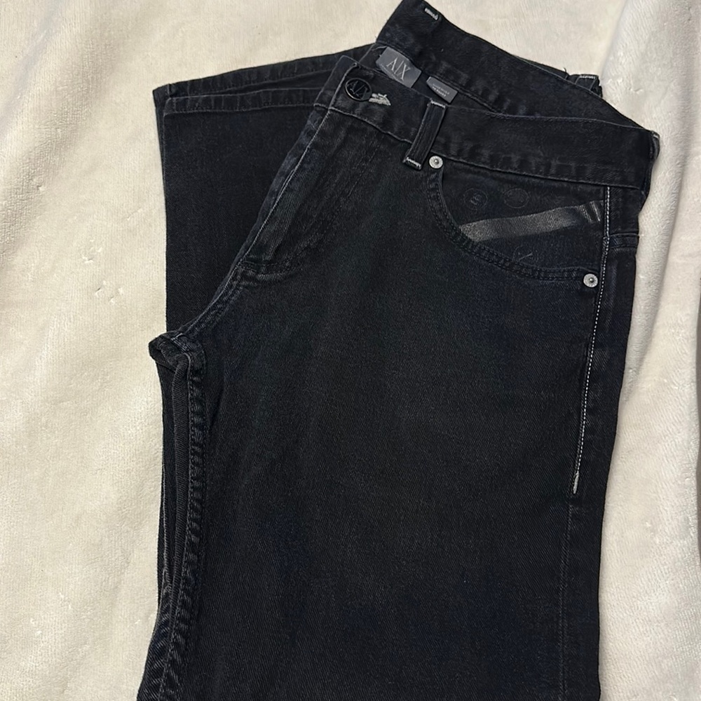 Men’s Armani classic denim black jeans, size 32 short